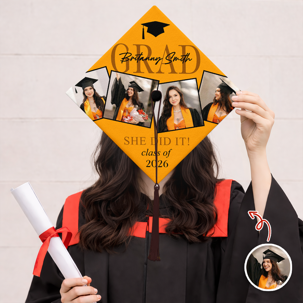 Custom Photo Grad She Did It Personalized Graduation Cap Topper HA75 920618