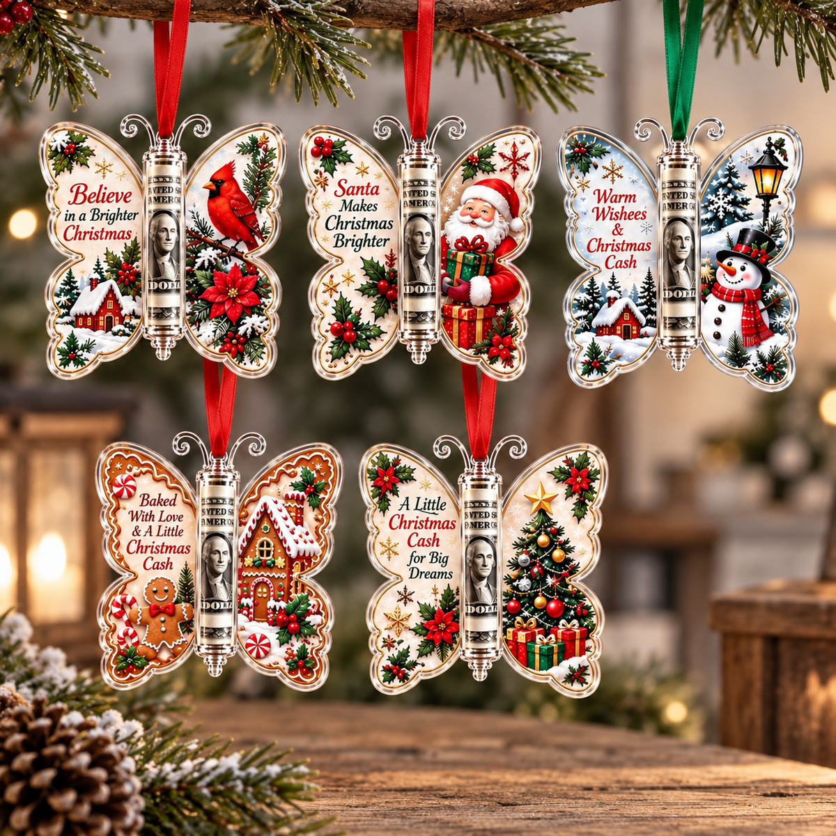 A Little Christmas Cash Butterfly Money Holder Ornament, Holiday Decor Gift LM32 670339