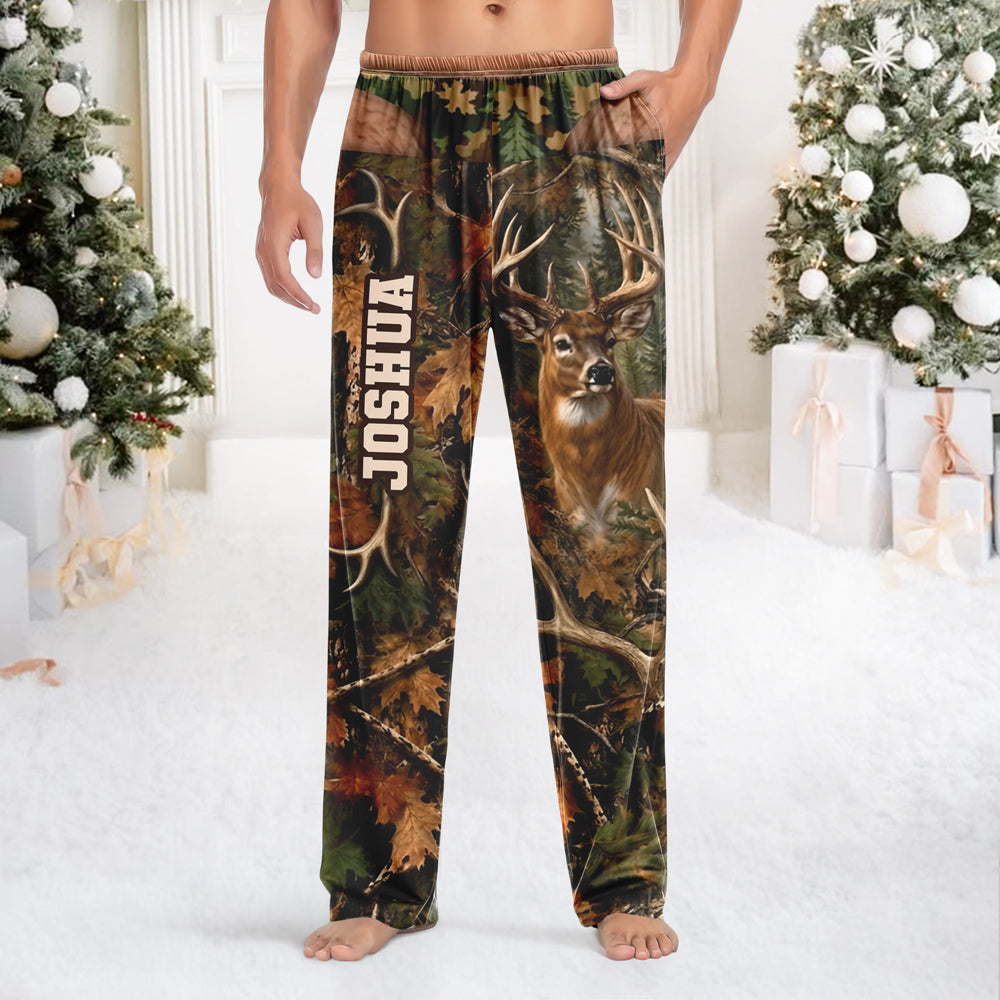 Custom Name Buck Deer Camouflage Pajamas Pants Gifts for Men HO82 904162