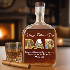 Custom Photo Happy Father's Day Family Whiskey Bottle LM32 893579