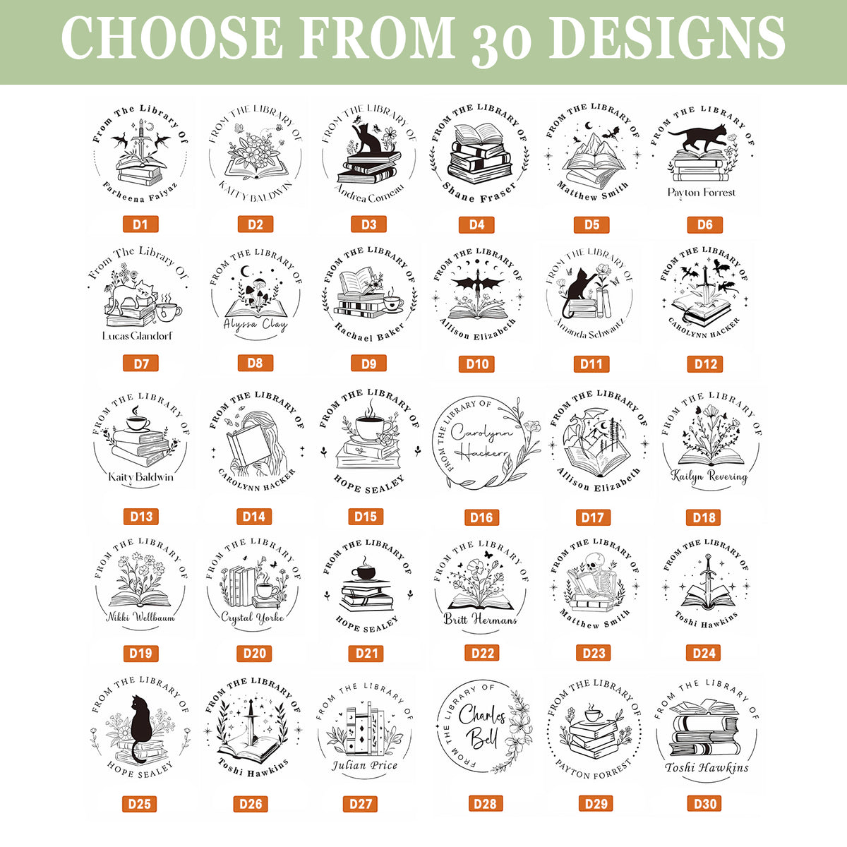 Custom Name From The Library Of Book Lover Self Ink TH10 898079