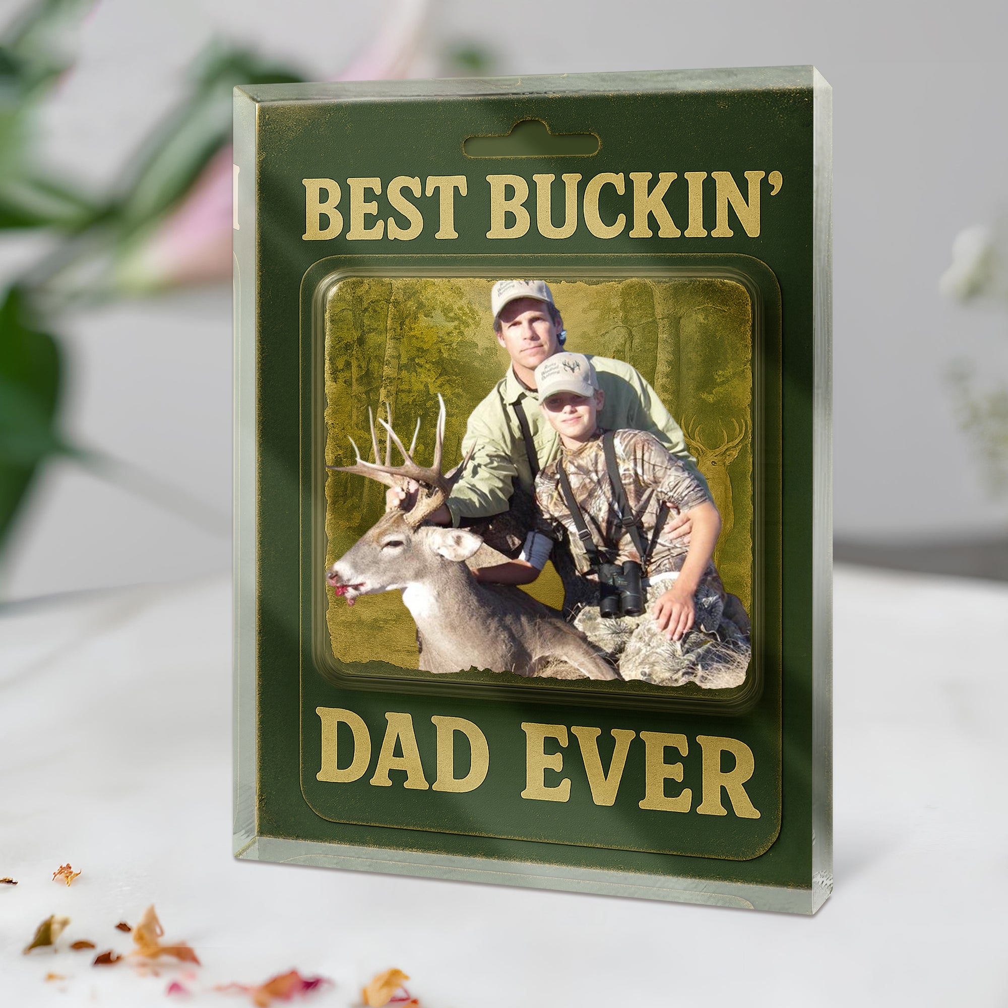 Custom Photo Hunting Dad Buckin Dad Ever Acrylic Block Plaque Gift For Father's Day HO82 893768