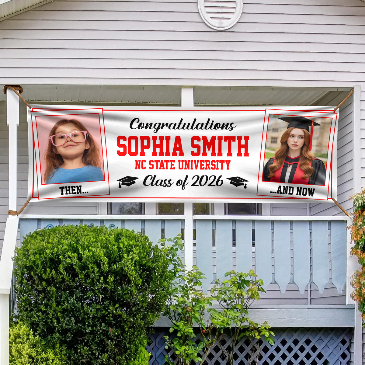 Custom Photo Class of 2026 Then And Now Personalized Banner Graduation Party Gift HA75 920622