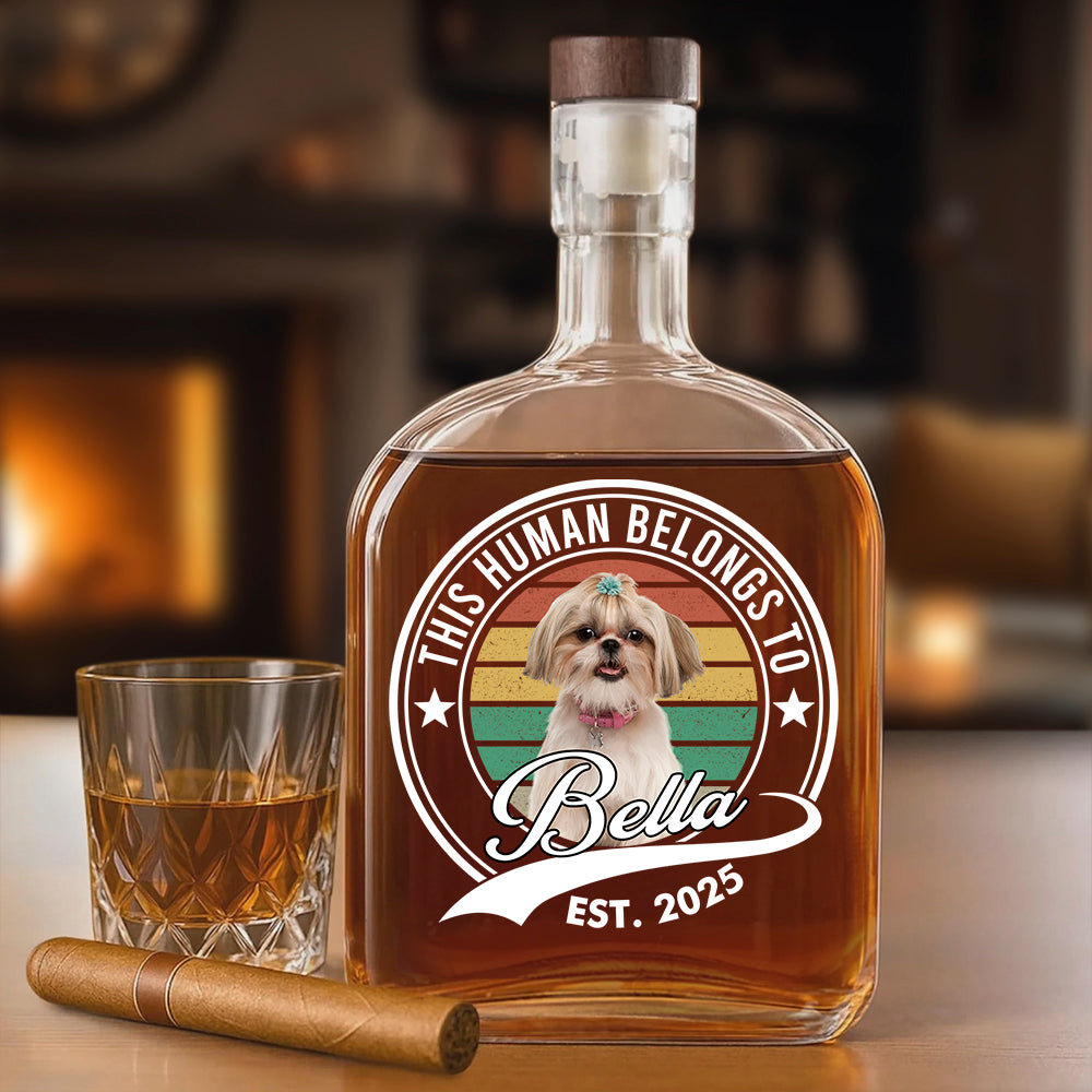 Custom Photo Human Belongs To Dog Cat Whiskey Bottle CH07 895962