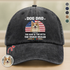 Custom Photo Dog Dad The Man The Myth The Snack Dealer - Personalized Washed Denim Baseball Cap CH07 896470