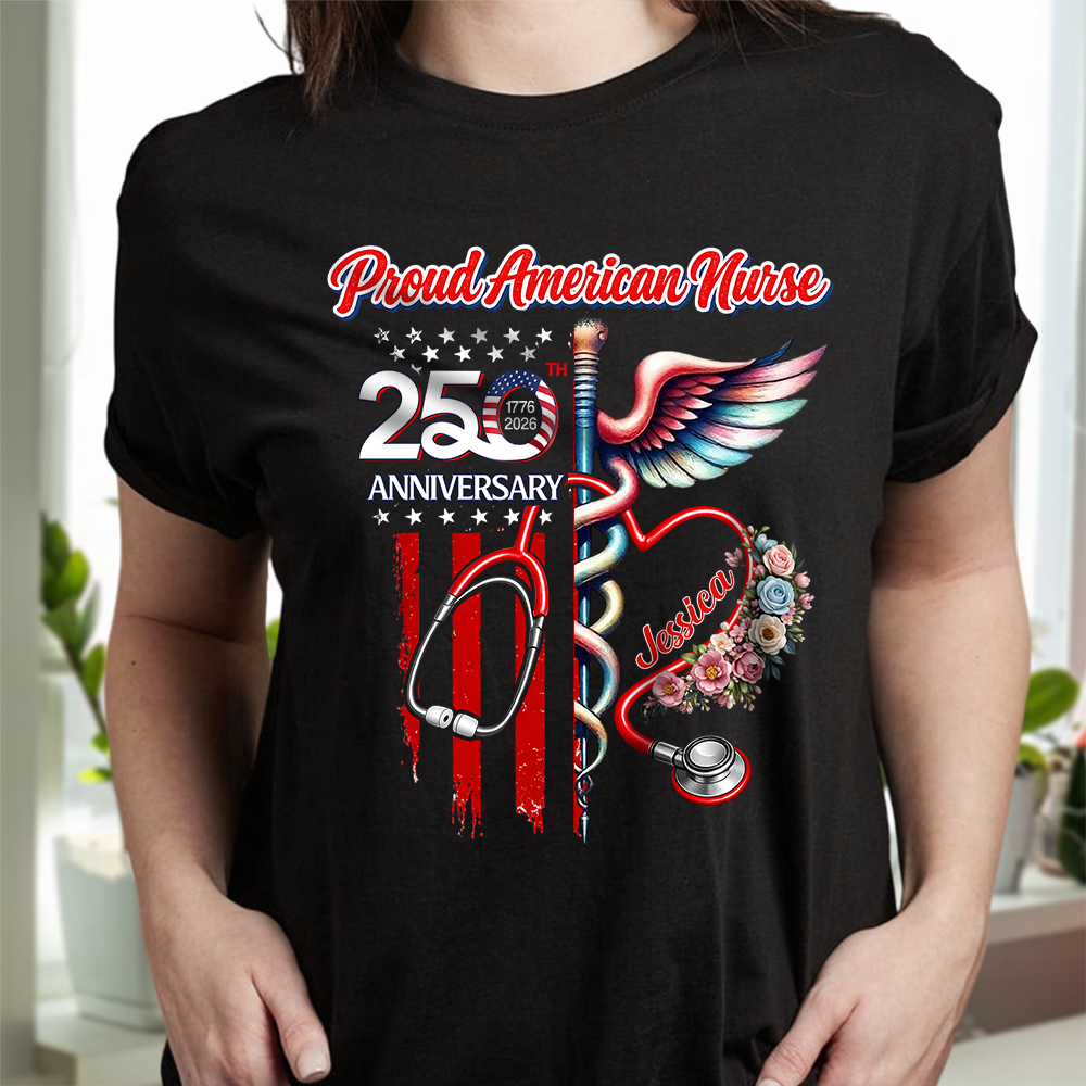 Custom Name Proud American Nurse With America 250 Dark Shirt HO82 901290