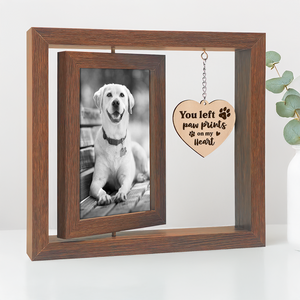 You Left Paw Prints On My Heart Memorial Rotating Wooden Picture Frame TH10 894219