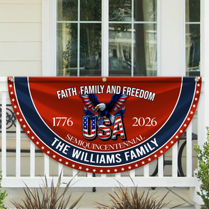 Custom Family Name Faith, Family & Freedom America 250 Years Non-Pleated Fan Flag CH07 910236