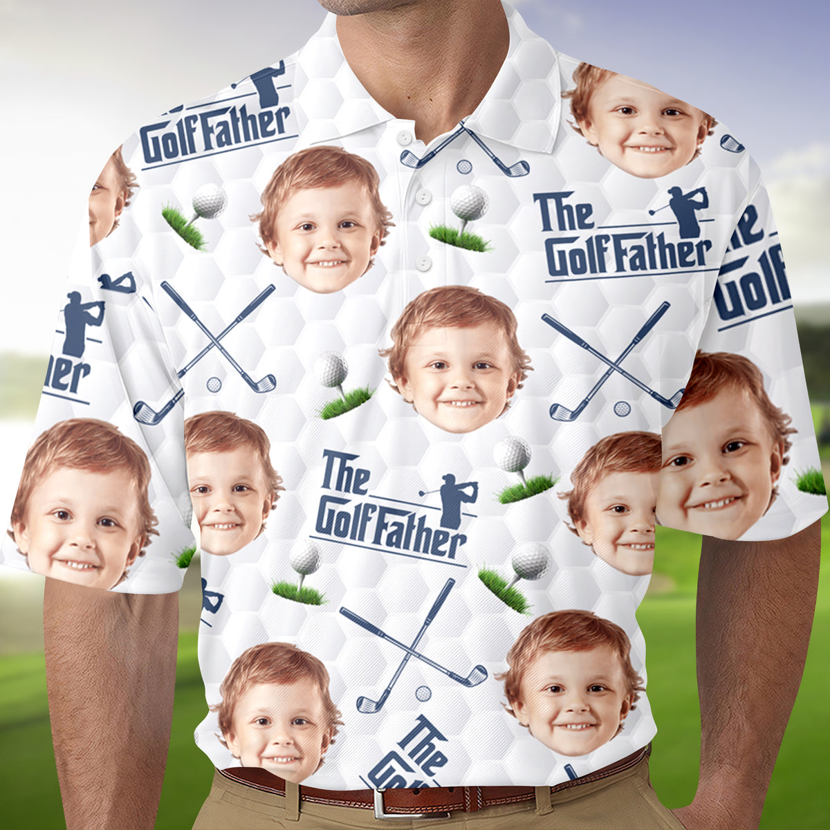 Custom Funny Face The Golf Father Polo Shirt Gift For Golfer, Golf Lovers CH07 899800