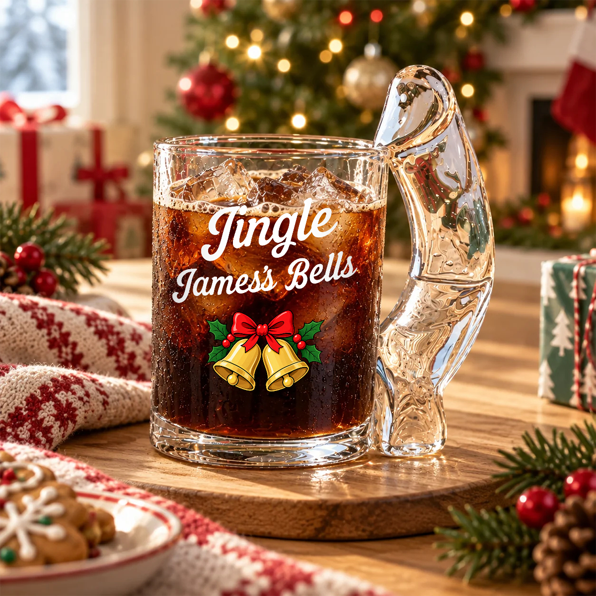 Personalized Jingle Bells Naughty Glass Mug for Men, Funny Holiday Gift for Husband & Boyfriend CH07 180610