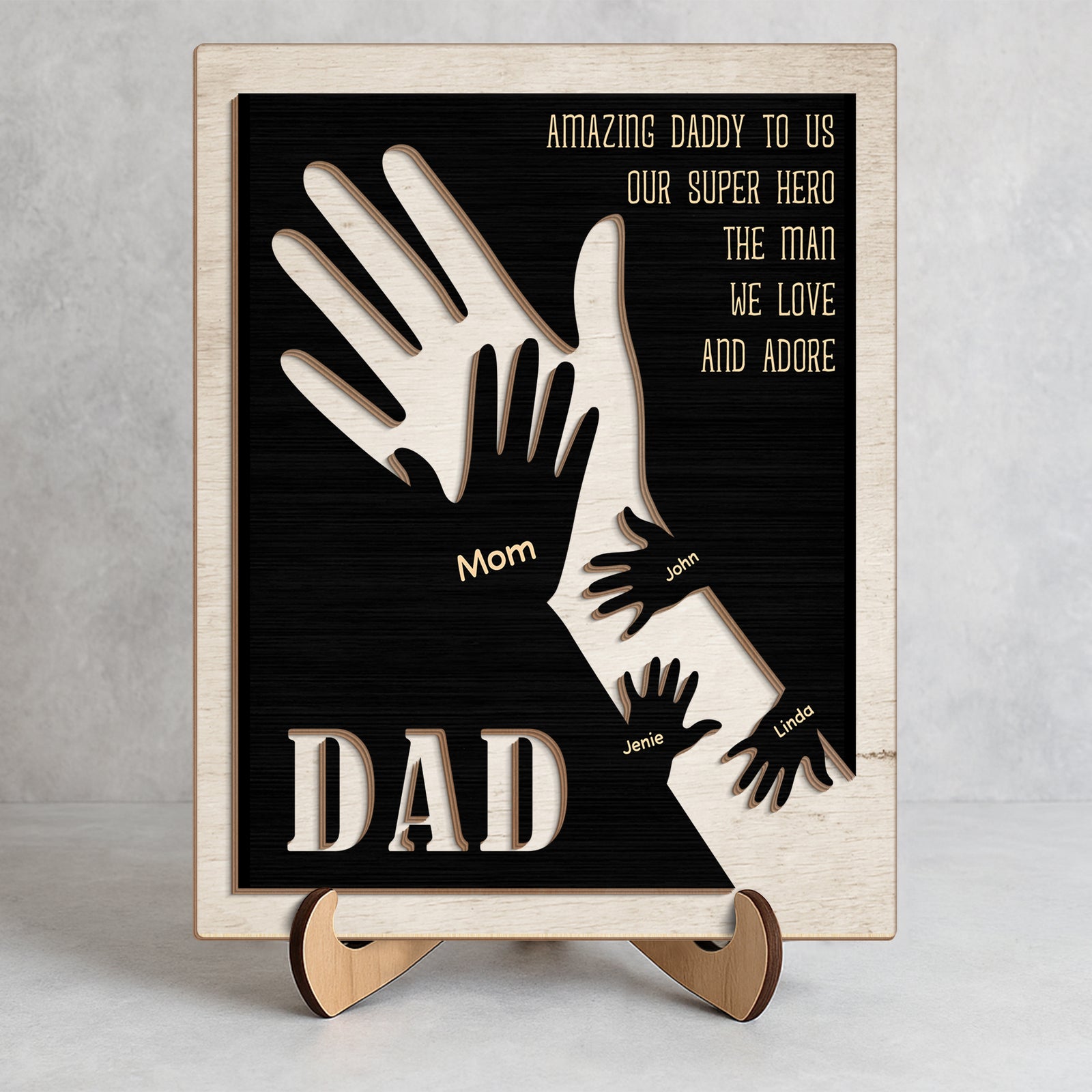 Amazing Daddy To Us Father's Day Gift 2-Layer Wooden Plaque With Stand TH10 892993