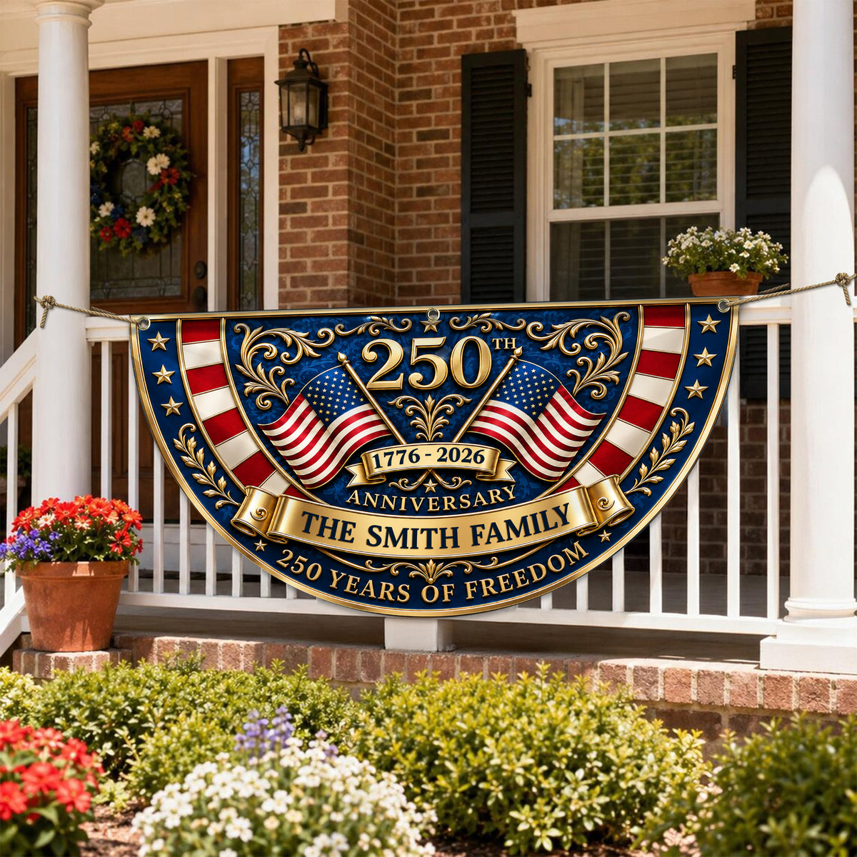 Custom Family Name 250th Anniversary 250 Years Of Freedom Non-Pleated Fan Flag LM32 669337