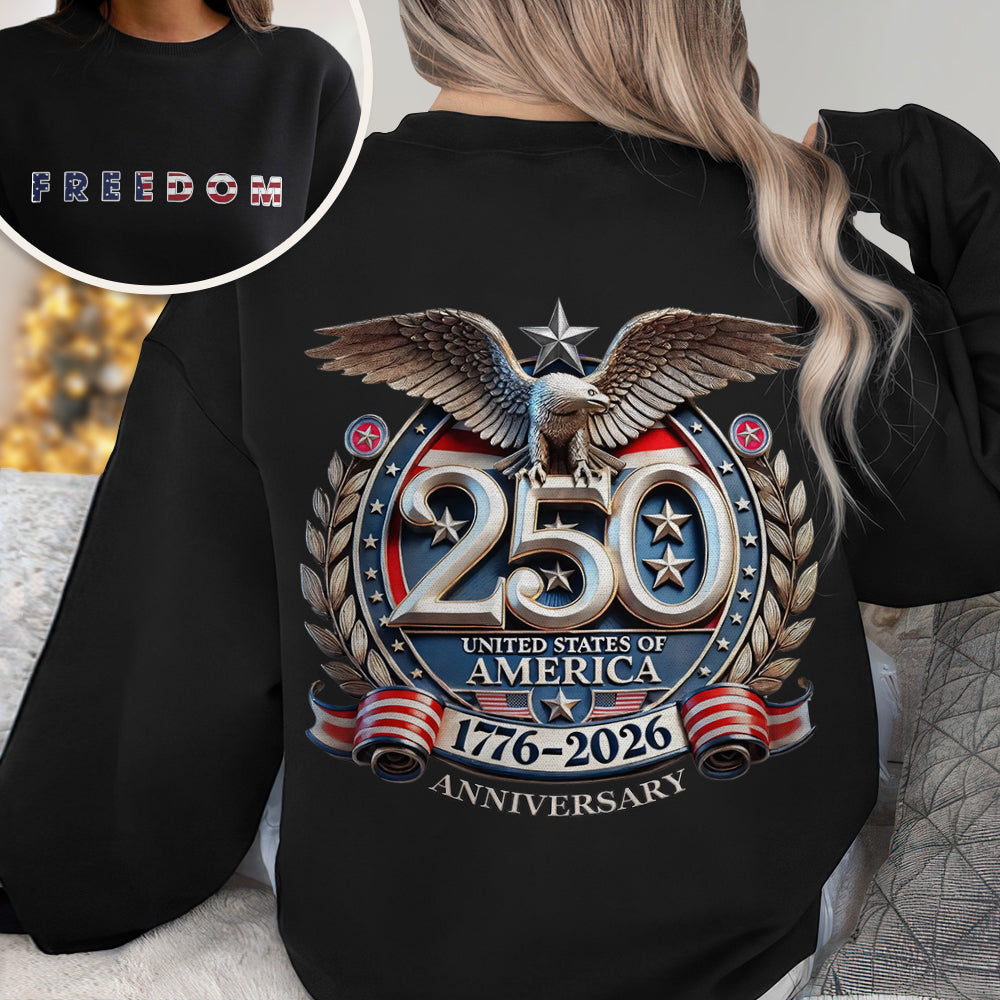 Freedom USA Eagles 250th Anniversary Semiquincentennial Back & Front Dark Shirt LM32 899191