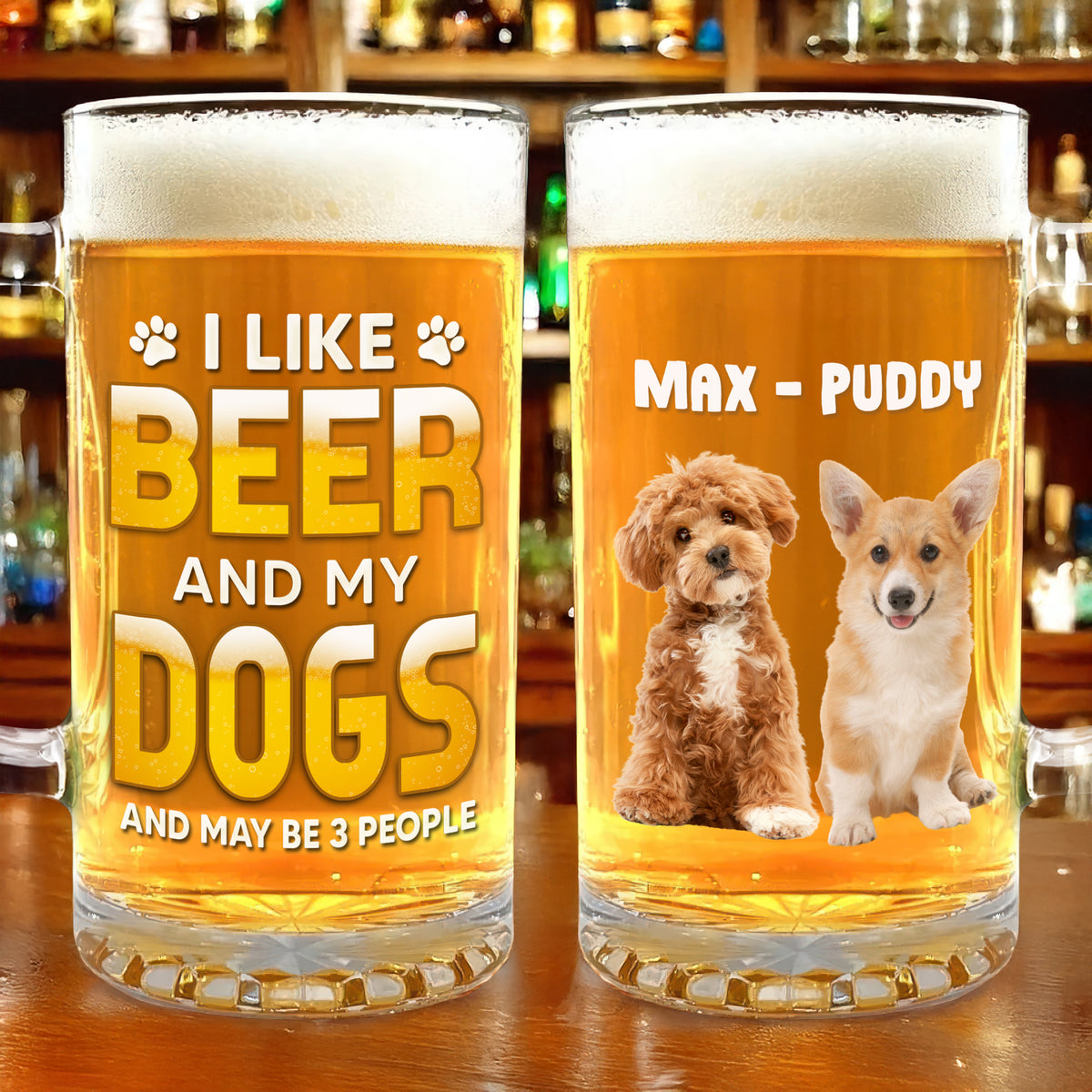 Custom Photo Best Cat And Dog Dad Ever Print Glass Beer Mug HO82 894254