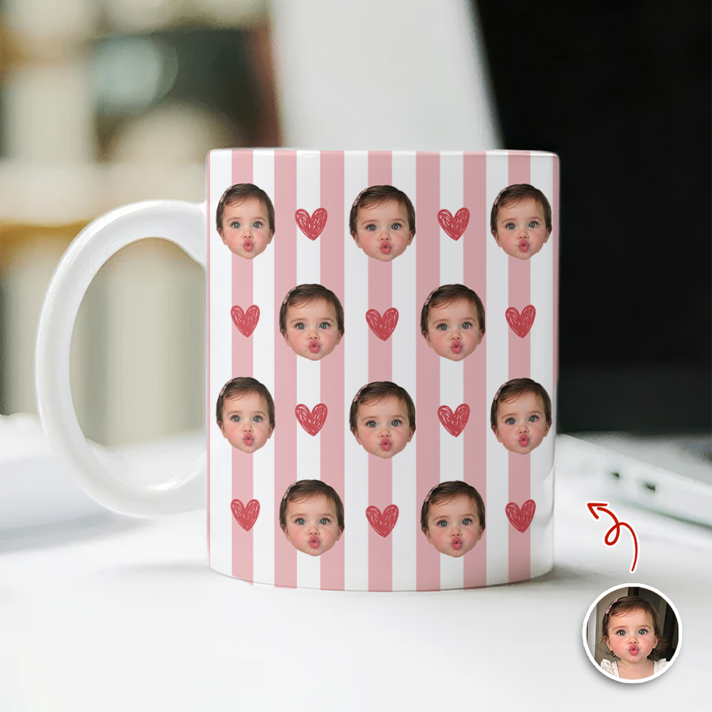 Custom Stripe Baby Photo Mug Cute Gift for Mom Dad & Family CH07 911540