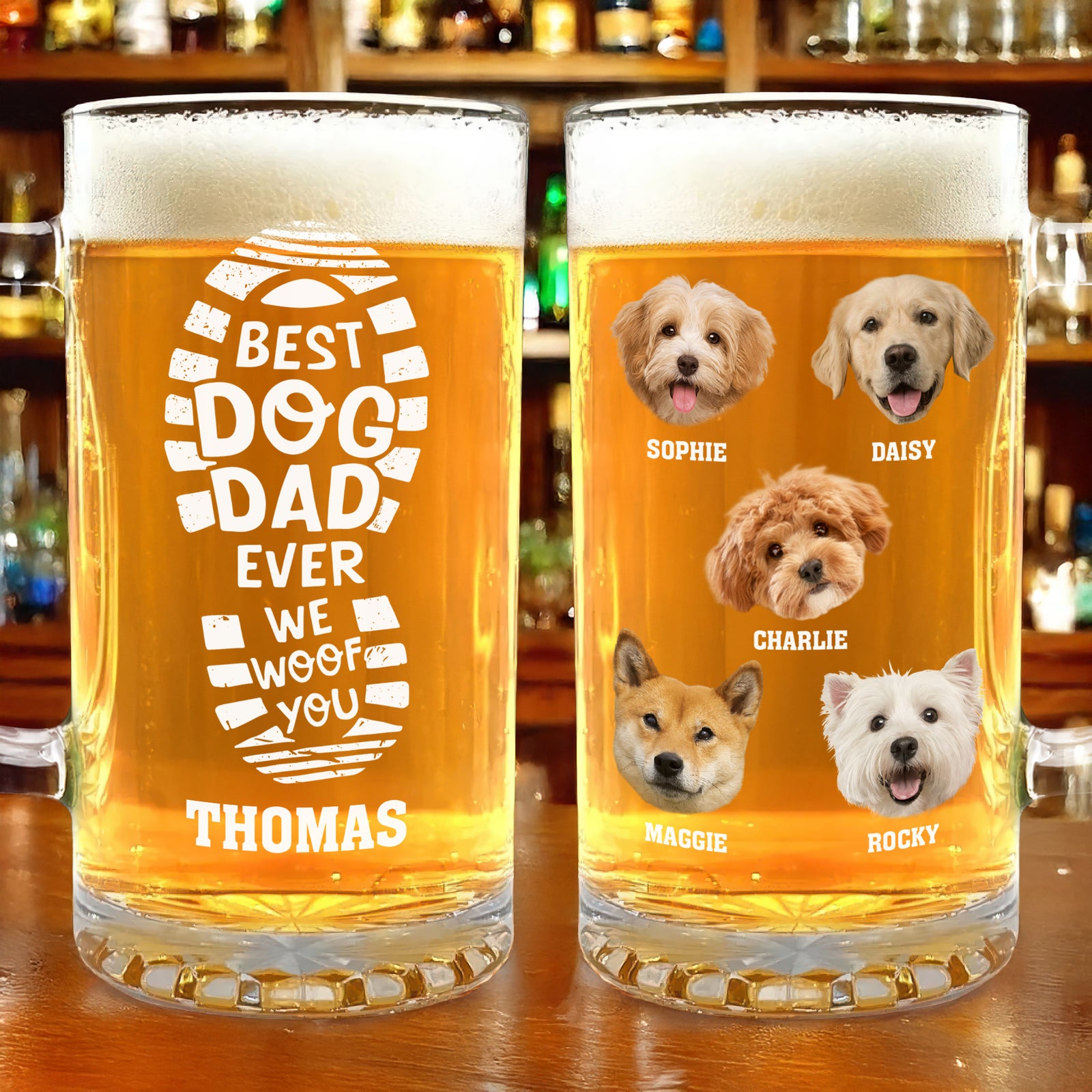Custom Photo Best Dog Dad Ever Glass Beer Mug Personalized Gift For Dog Dad CH07 895474