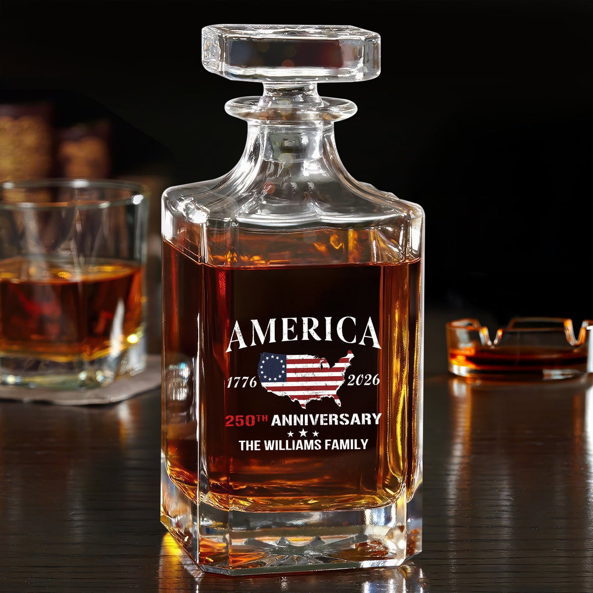Custom Family Name America 250th Anniversary Decanter LM32 897713