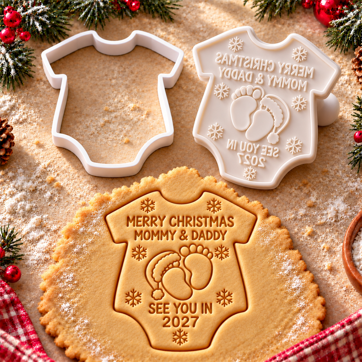 Personalized Name Baby Merry Christmas Shaped Cookie Stamp HA75 57018