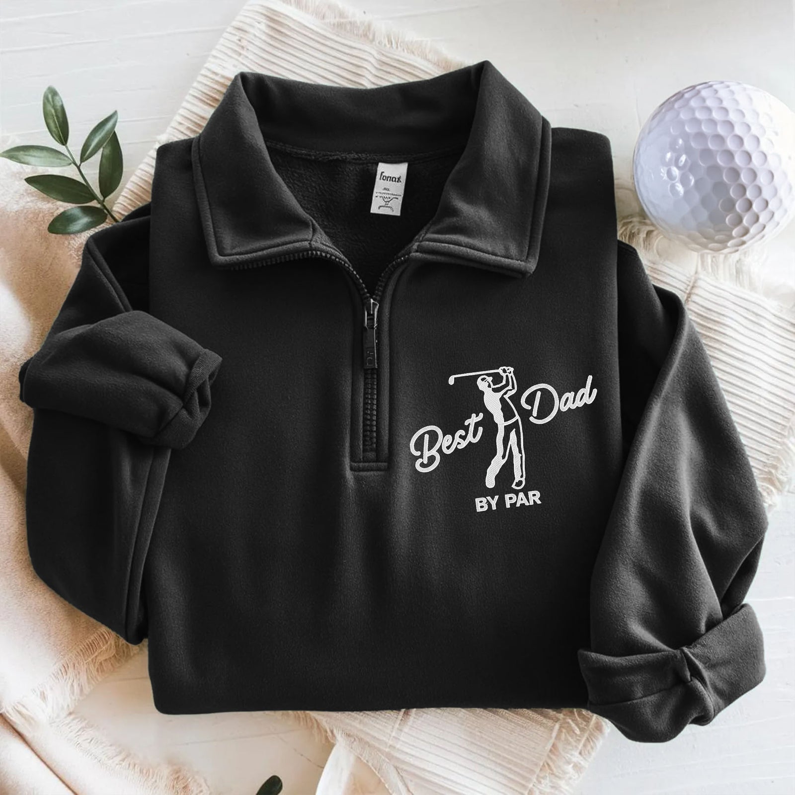Embroidered Best Dad By Par Golf Quarter Zip Sweater, Unique Gift For Golf Enthusiast HO82 900798