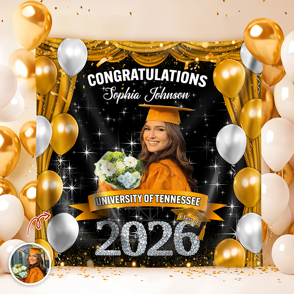 Custom Photo Class of 2026 Graduation Balloons Backdrop, Personalized Party Decor HO82 901876