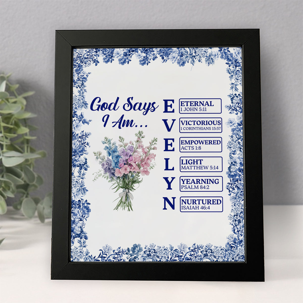 Custom Name Letter God Says I Am Flower Toile De Jouy Style Picture Frame LM32 895389