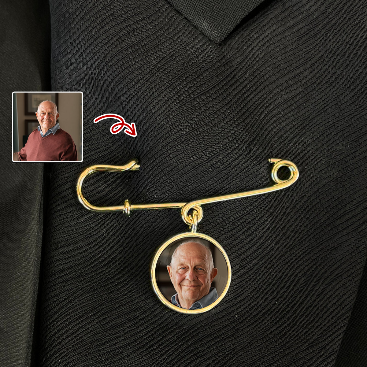 Custom Photo Memorial Boutonniere Lapel Pin Sympathy Keepsake Gift LM32 895539