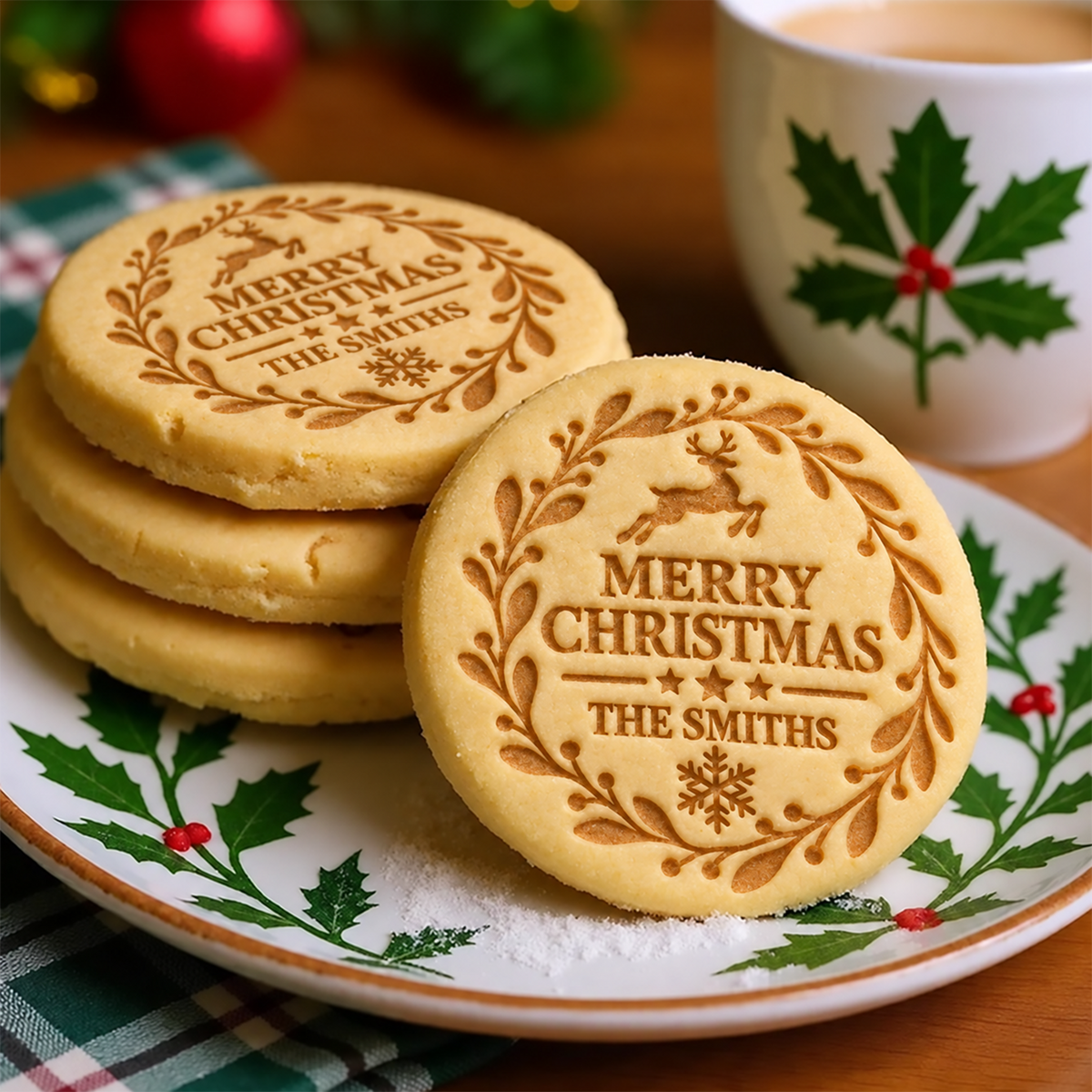 Custom Family Name Merry Christmas Cookie Stamp HA75 919628