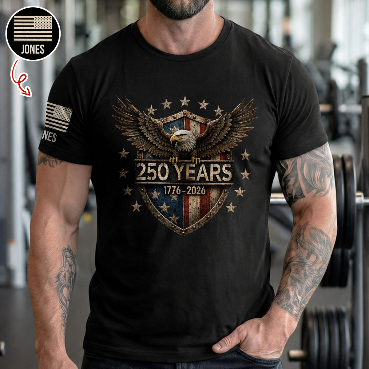 USA 250th Anniversary Eagle 250 Years 1776-2026 Short Sleeve Print Shirt LM32 669351