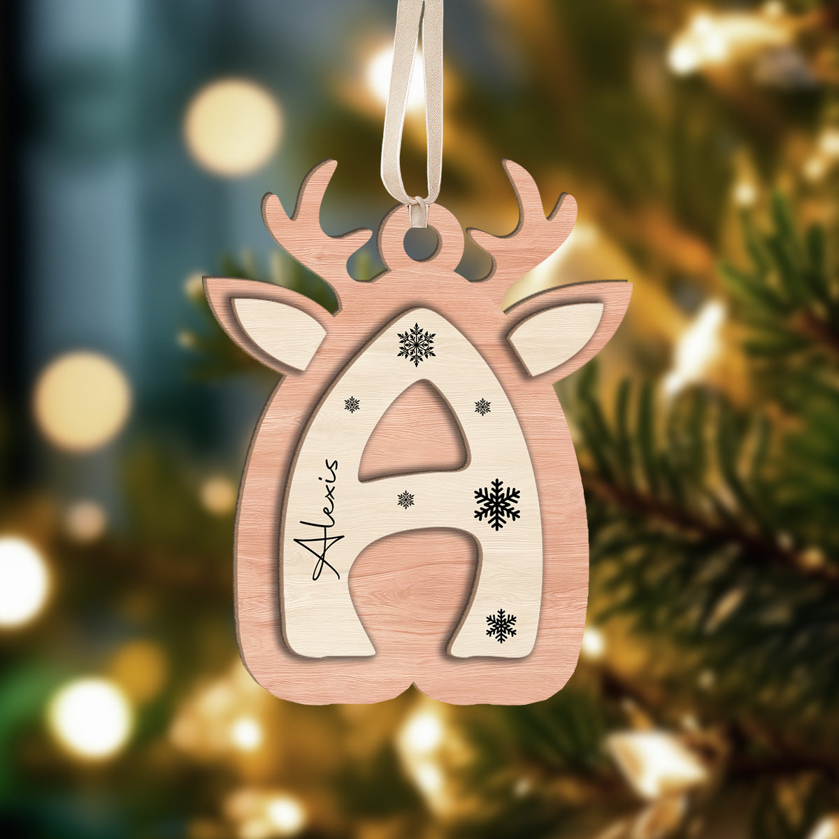 Personalized Reindeer Letter Wood Ornament For Christmas Gifts TH10 896319
