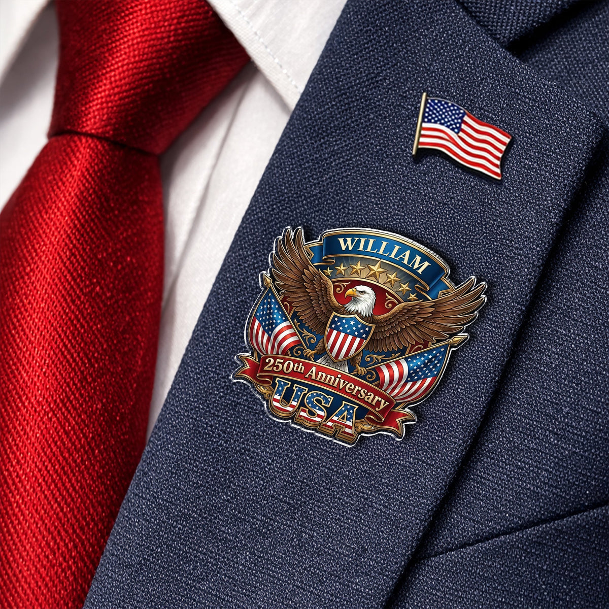 Eagle USA Semiquincentennial  1776-2026 250th Anniversary Patriotic Acrylic Pin HO82 901806