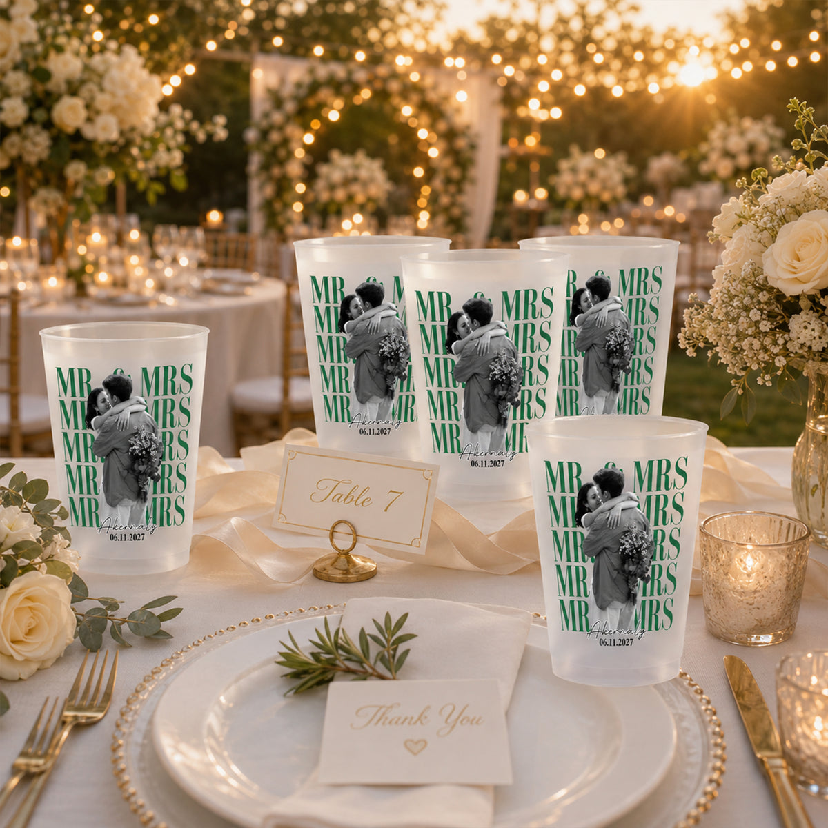 Custom Photo Mr. & Mrs, Wedding Cups TH10 170491