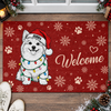 Custom Dog Photo Christmas Light Welcome Doormat CH07 180602