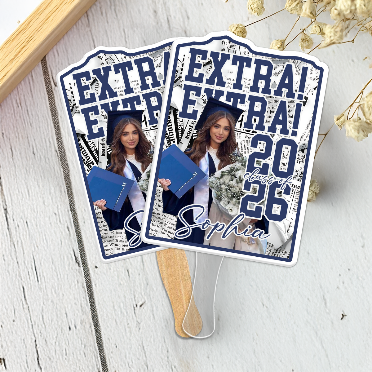 Custom Photo Extra Extra Graduation Class Of 2026 Keepsake Face Fan Gift LM32 897681