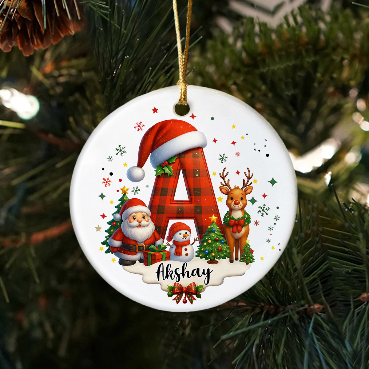 Custom Alphabet Personalized Christmas Ceramic Ornament HA75 897572