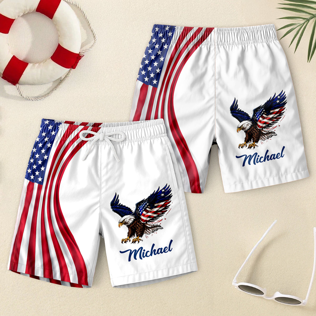 Personalized American Pride Patriotic 250th Anniversary Eagle Beach Short HA75 920880