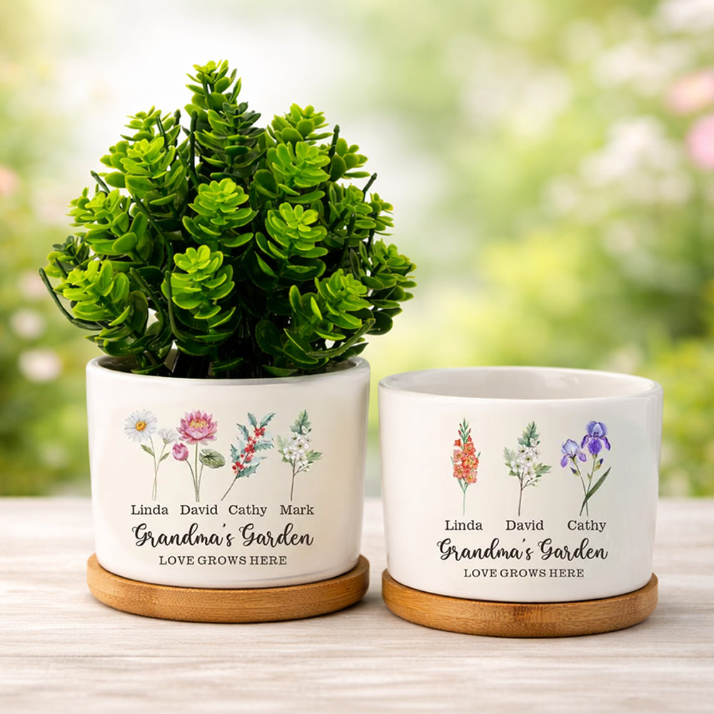 Personalized Birth Flower Grandma's Garden Pot Plant Pot Mother's Day Gift HA75 920722