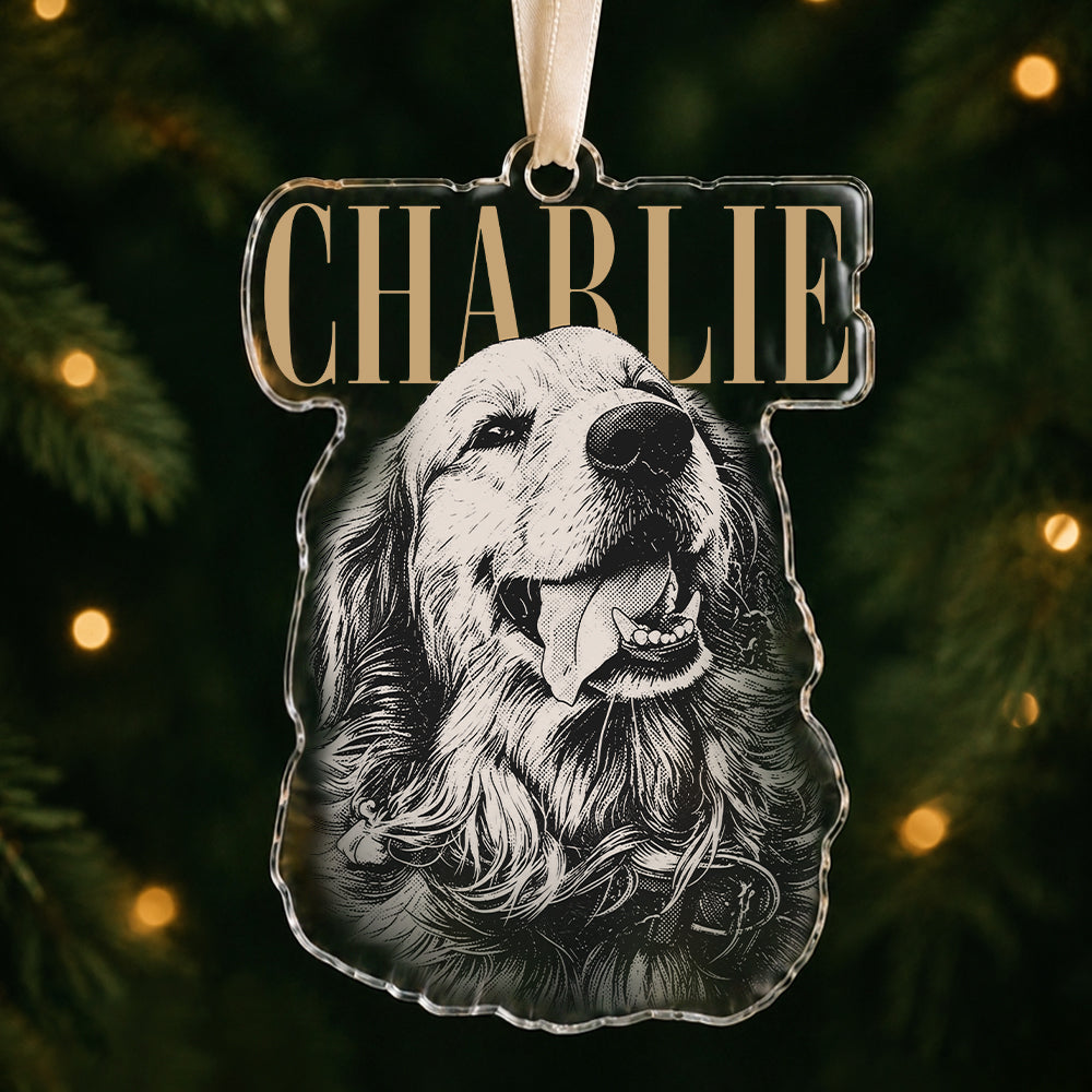 Custom Pet Face Vintage Style Acrylic Ornament LM32 669619