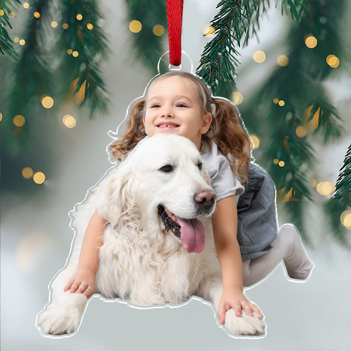 Custom Dog & Baby Photo Acrylic Ornament - Personalized Family Keepsake Gift CH07 180570