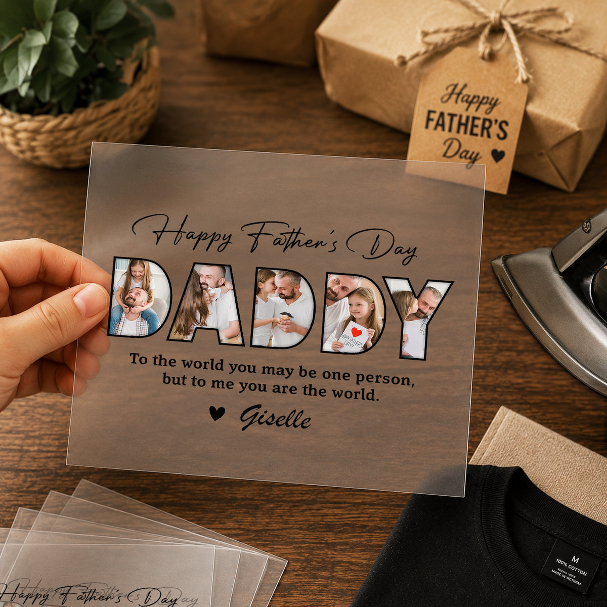 Custom Photo Happy Father's Day To Me You Are The World DTF Transfer - Gift For Dad, Father's Day HO82 902470