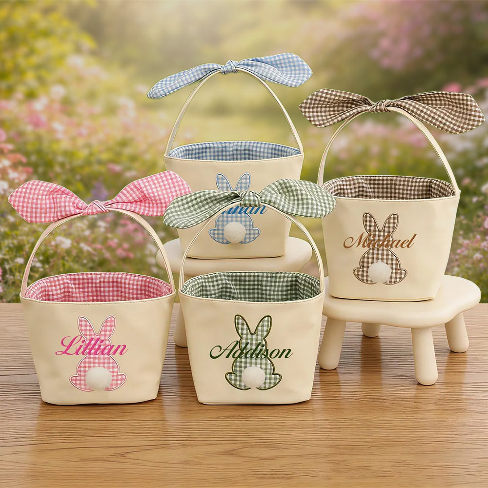 Personalized Name Bunny Rabbit Basket Embroidered Easter Basket Easter Gift for Kid HA75 920802