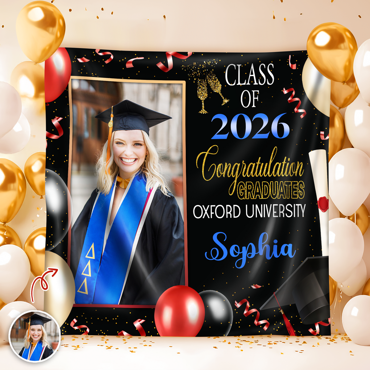 Custom Photo Congratulation Graduates Class of 2026 Backdrop TH10 898555