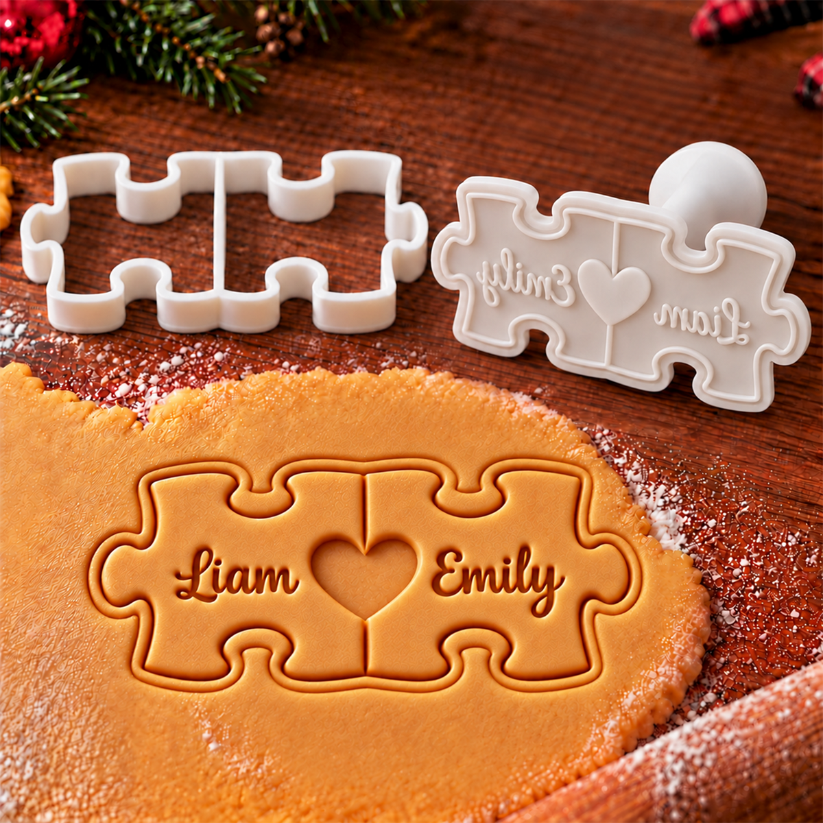 Personalized Couple Puzzle Shaped Cookie Stamp for Loved Ones HO82 904192