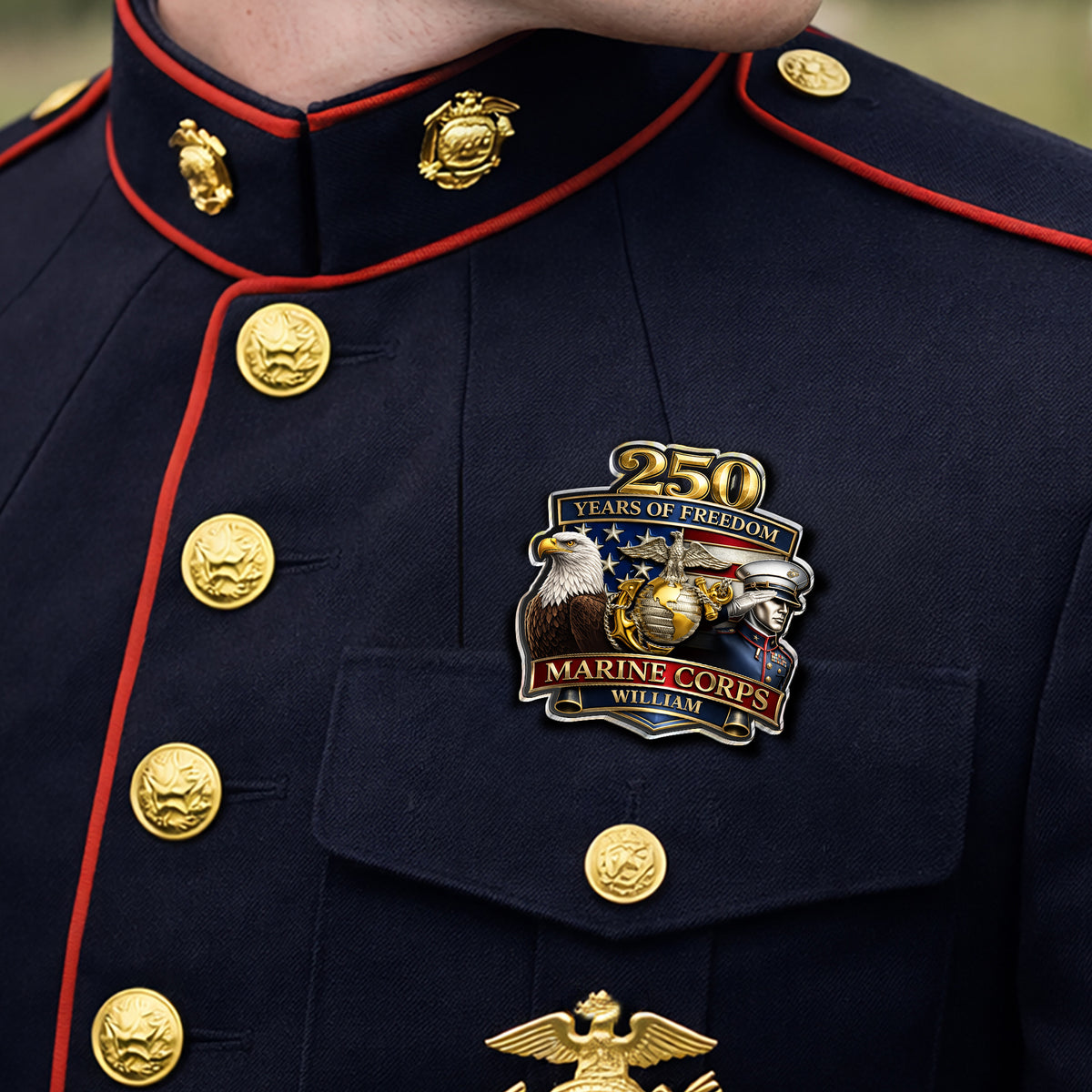 Personalized Military Branch 250 Years Of Freedom 1776–2026 Acrylic Pin - Patriotic Military Memorial Gift HO82 901934