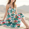 Custom Human Photo Hawaiian Style Women's V-Neck Cami Maxi Dress For Summer Beach Holiday HO82 893596