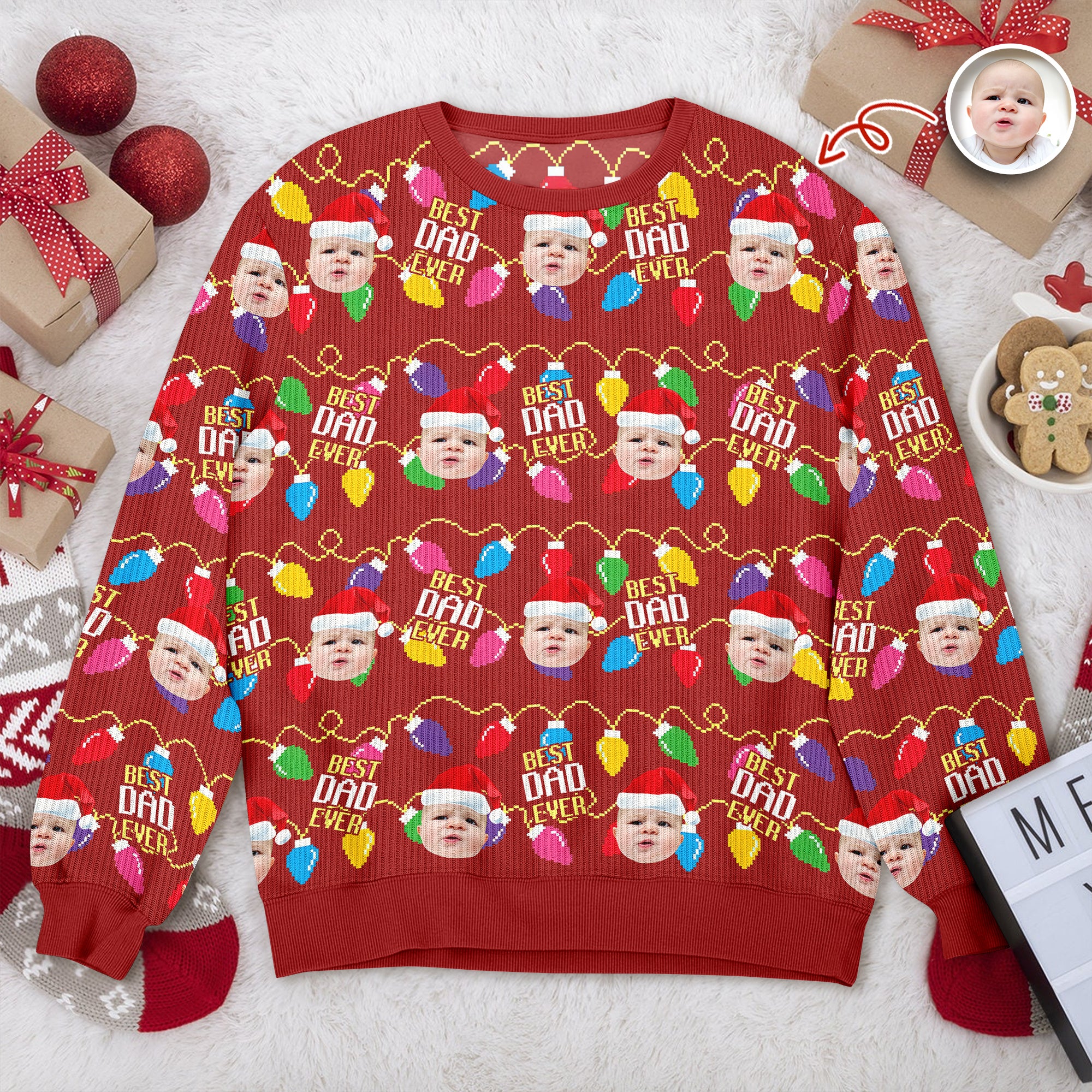 Custom Photo Christmas Best Dad Ever Ugly Sweater Gift For Family HO82 900416