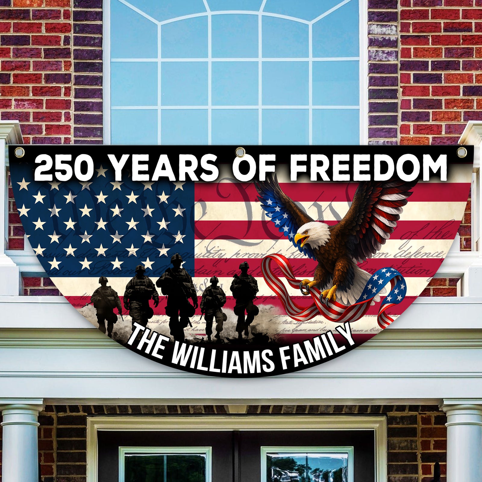 Custom Family Name 250 Years of Freedom Non-Pleated Fan Flag HA75 920364