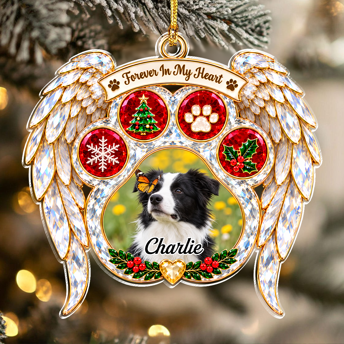 Custom Pet Photo Christmas Memorial Acrylic Ornament Gifts For Dog And Cat Lovers TH10 171605