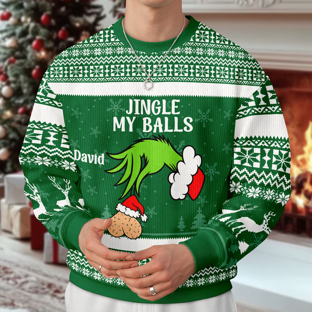 Custom Name Jingle My Balls Ugly Christmas Sweater For Dad TH10 171175