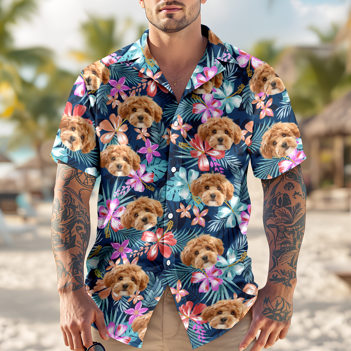 Custom Photo Funny Dog Family Tropical Hawaii Shirt HA75 892286