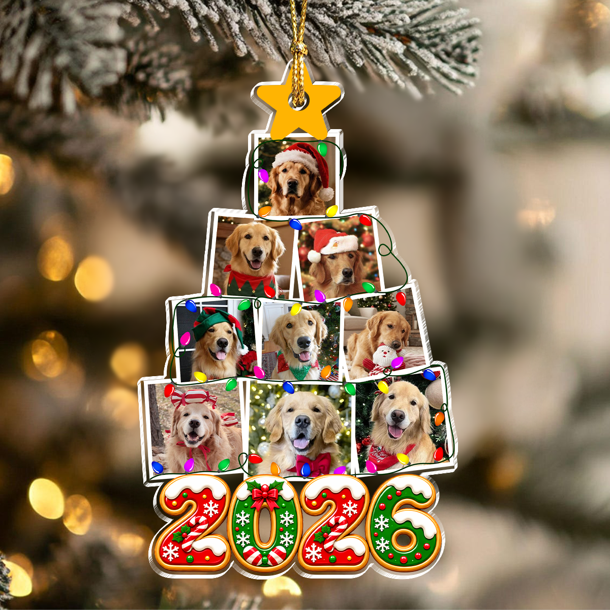 Custom Photo Dog With Christmas Tree Acrylic Ornament HO82 904154